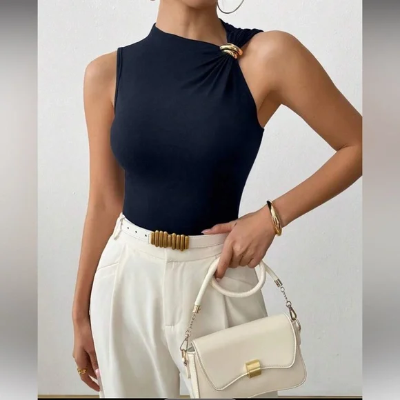 Rust Brown Asymmetrical Women Top